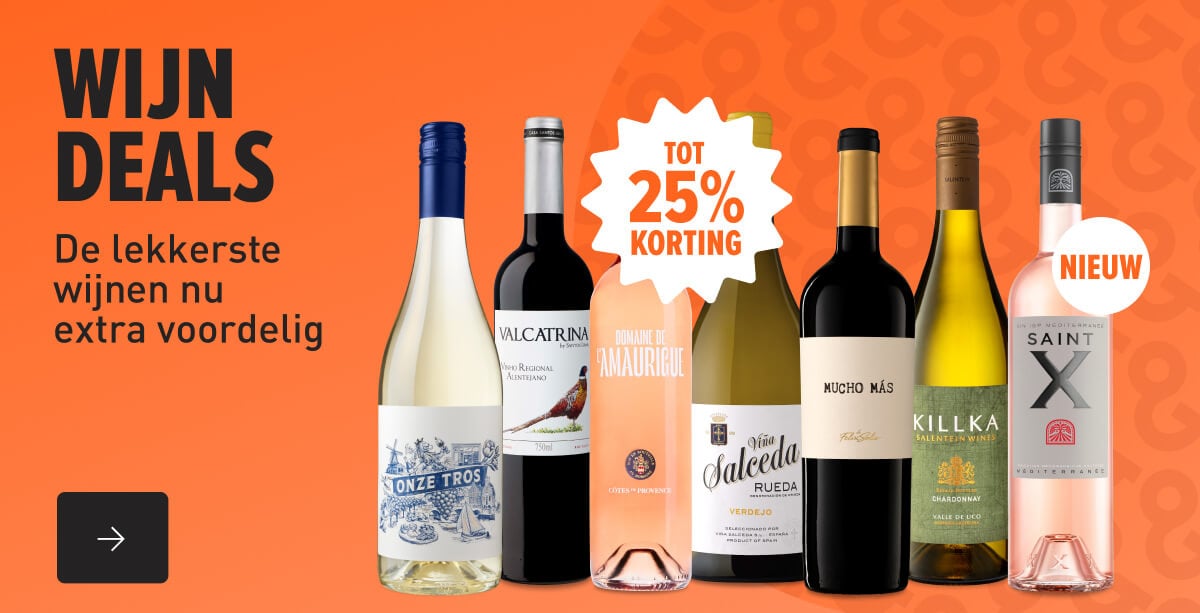 Wijn deals. De lekkerste wijnen nu extra voordelig tot 25% korting